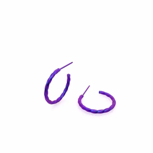 Small Twisted Purple Hoop Earrings
